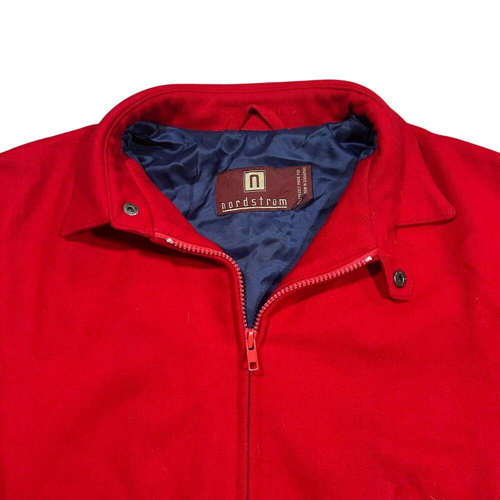 Vintage Nordstrom Harrington Jacket Red Wool Bomber Zip USA Mens Small - Picture 2 of 8
